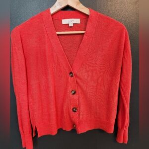 LOFT Women's Red Cardigan Sweater